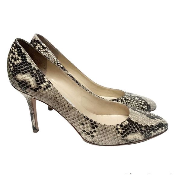 Jimmy Choo Shoes - JIMMY CHOO Python Snake Pumps Shoes High Heels Round Toe Beige Women’s Size- 39